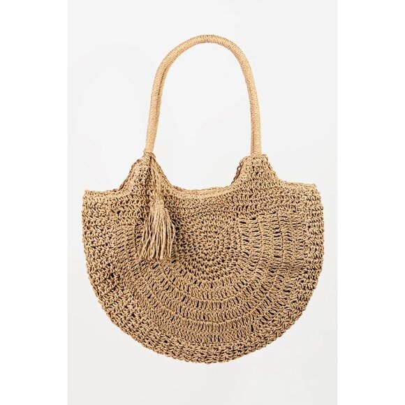 Fame Straw Braided Tote Bag with Tassel - Picture 1 of 4